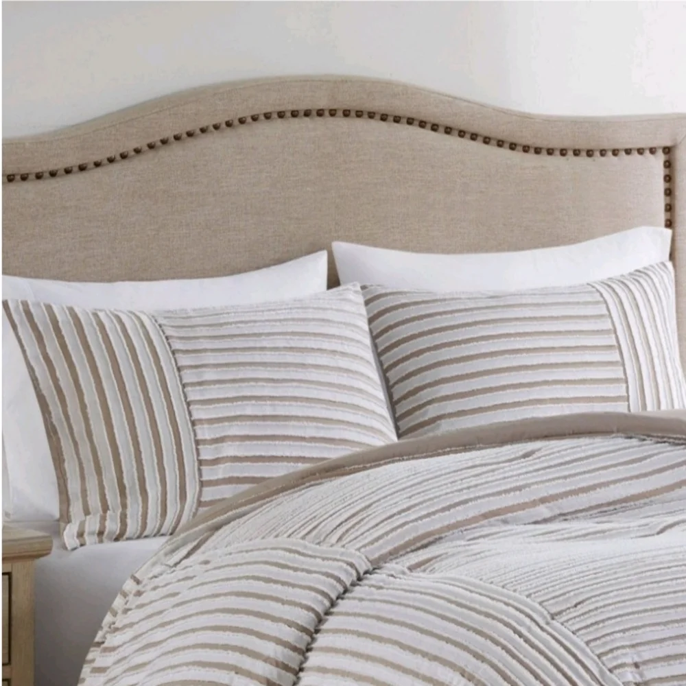 Madison Park 3pc King/California King River clpped Jacquard Duvet Cover Set Off